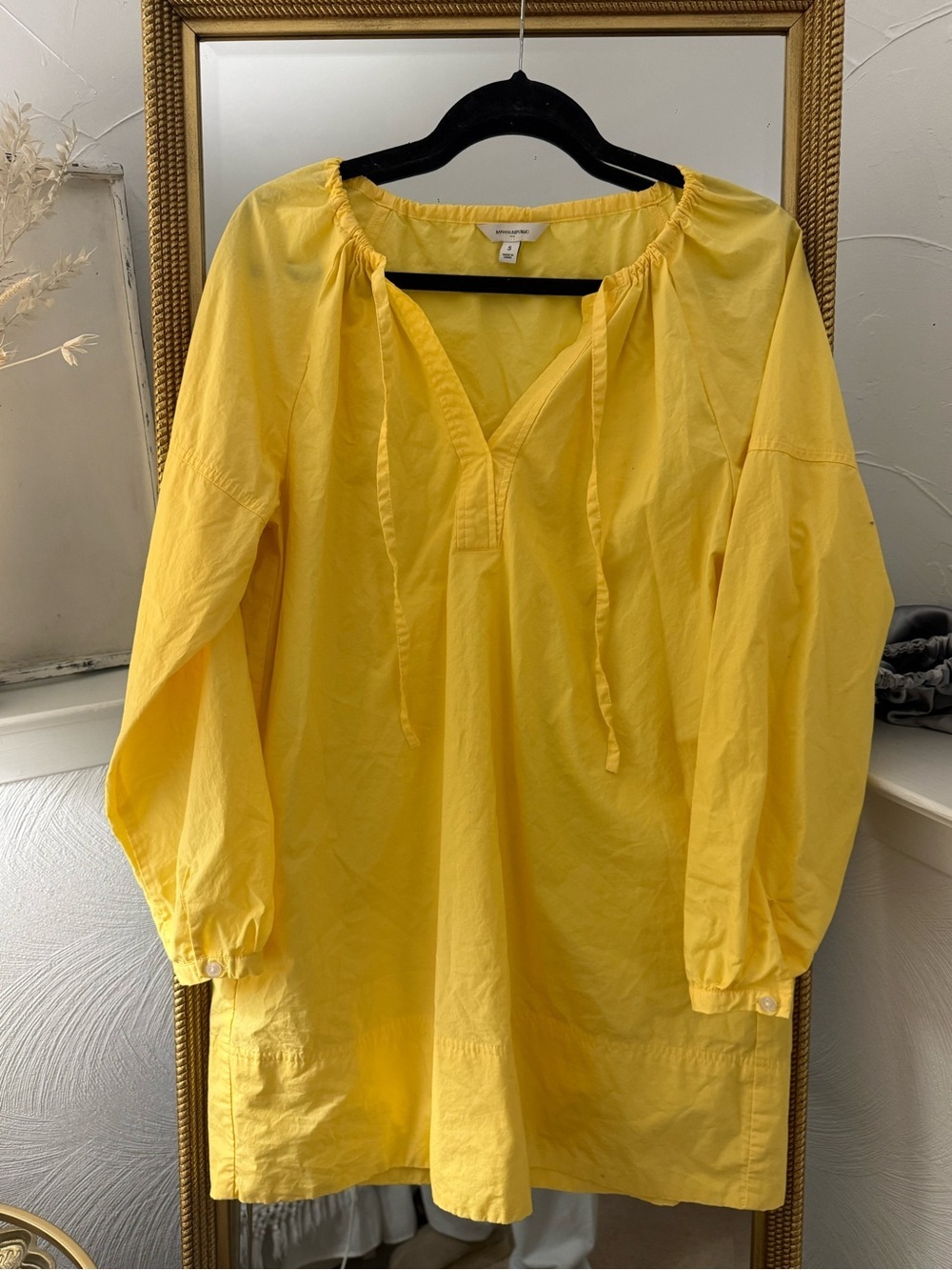 Banana Republic Factory Yellow Tie-Front Peasant Tunic
